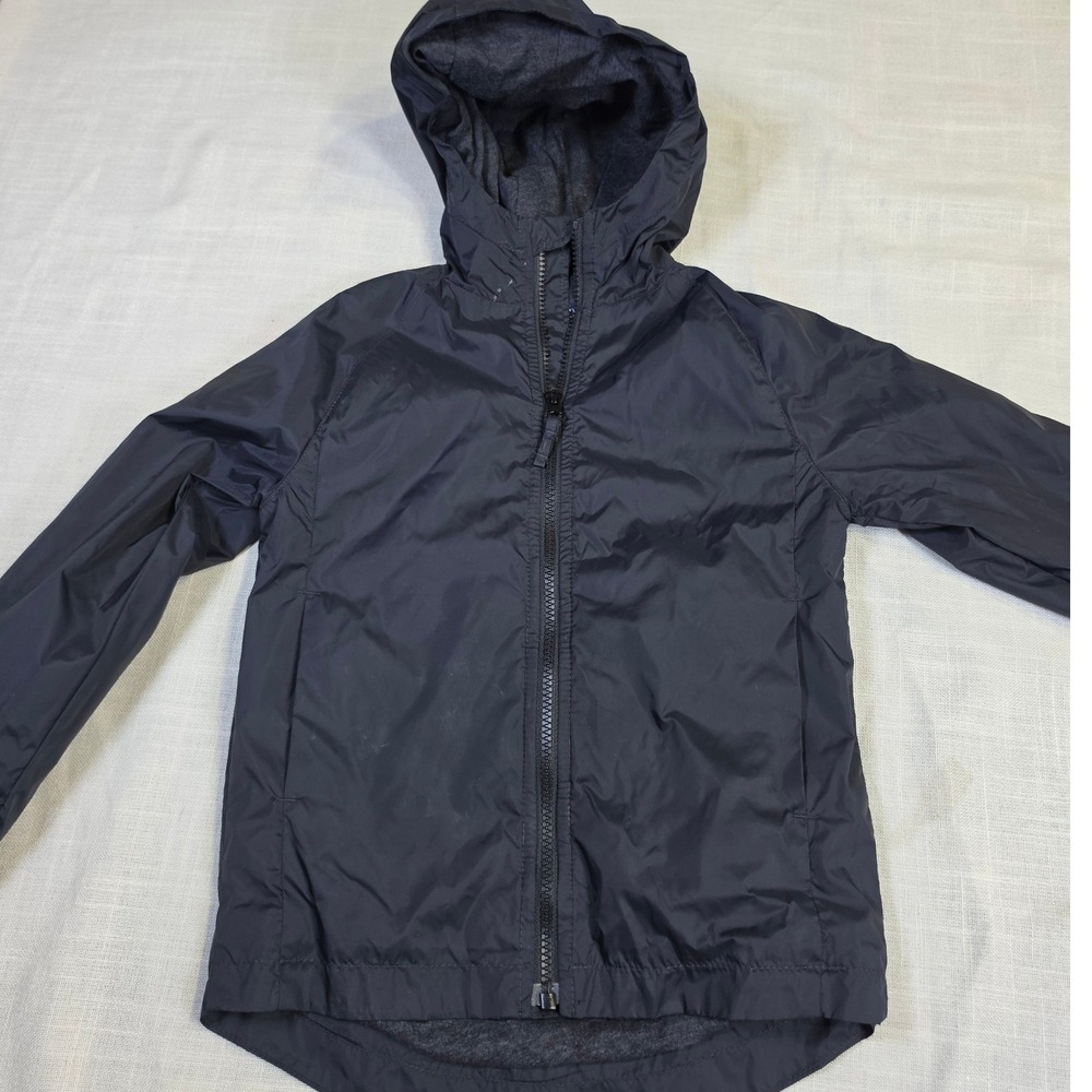 The Childrens Place Boys Black Hooded Windbreaker Jacket Jersey Lined Size S 5/6